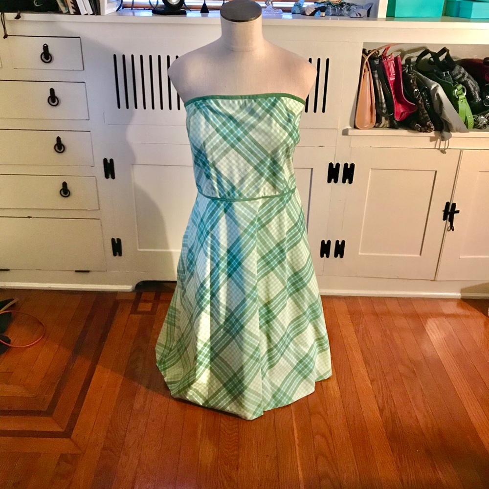 Ann Taylor Loft Green Plaid Summer Dress - Picture 1 of 4